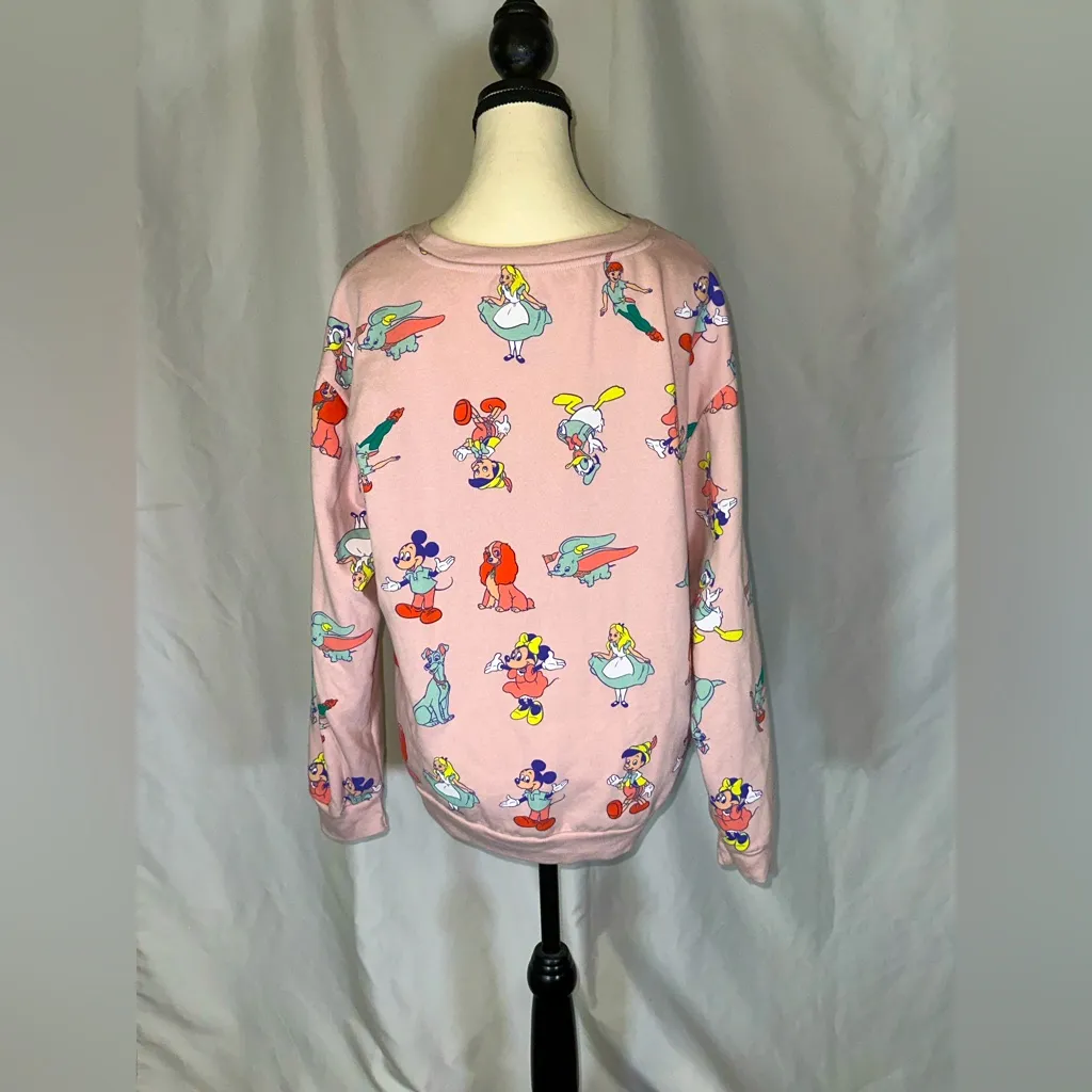 Disney 100 Characters Sweatshirt Pink Alice Lady Peter Pan Dumbo Mickey XL 15 - Image 3