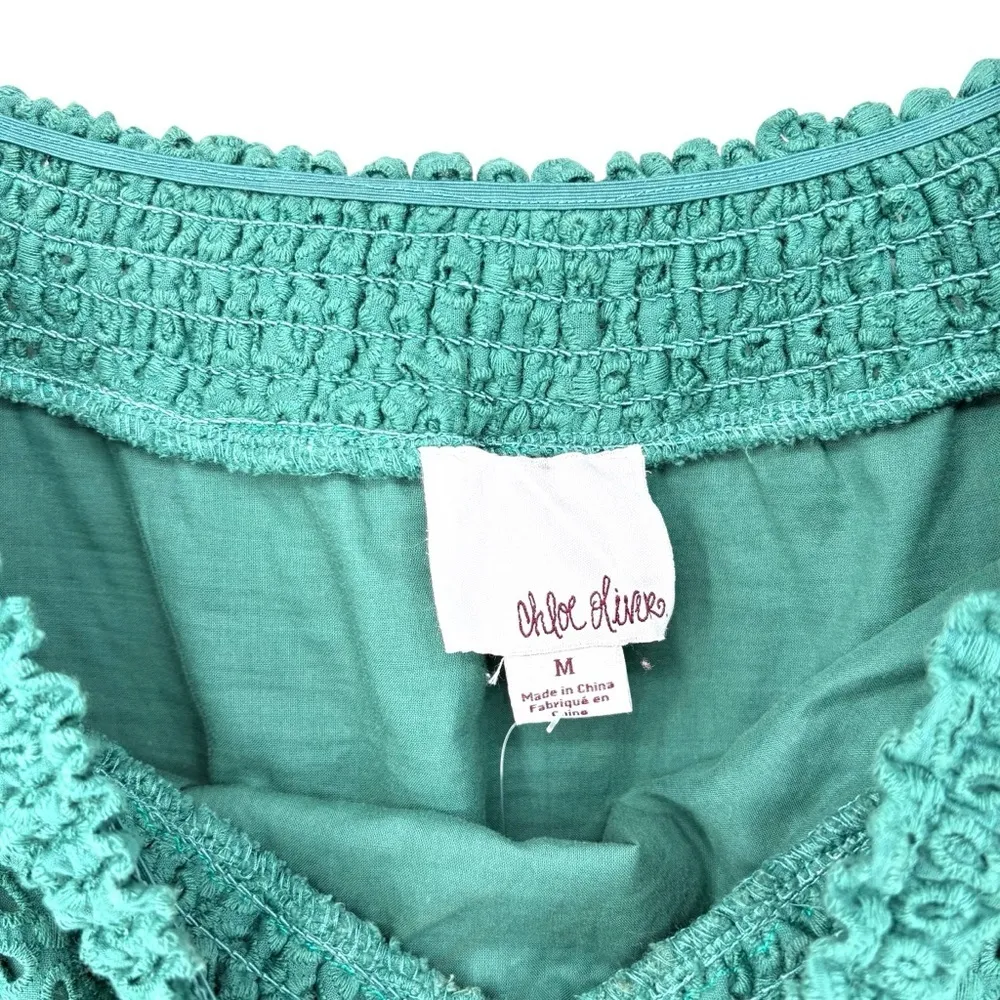NWT Anthropologie Chloe Oliver Cotton Eyelet Shorts Romper | Sz Medium | Green - Image 10