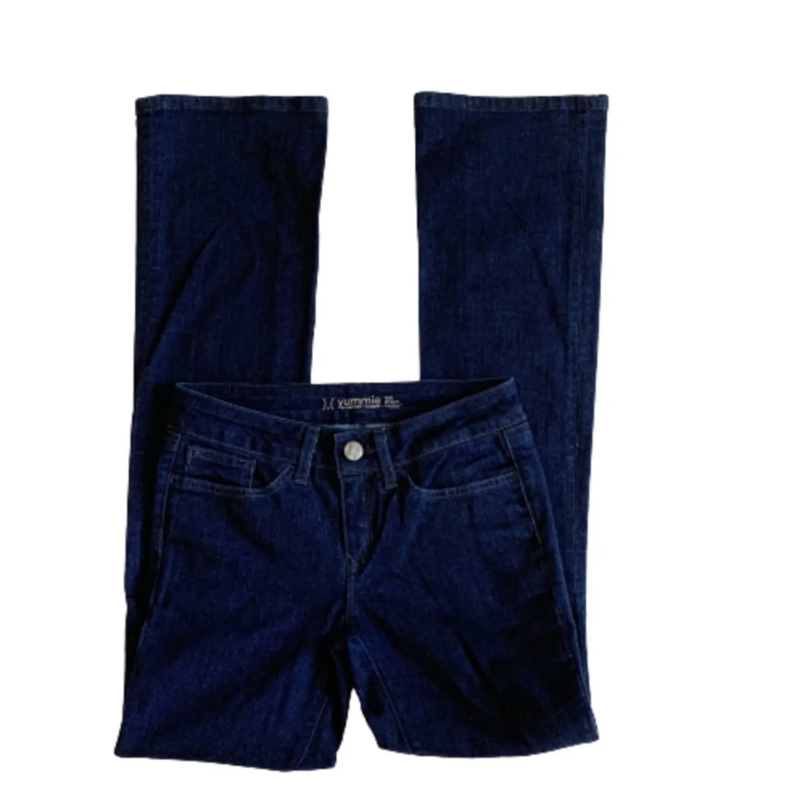 Yummie Jeans Boot Cut Jeans Slimming Dark Wash Mid Rise Slim Boot Cut Size 25 Blue - Image 3