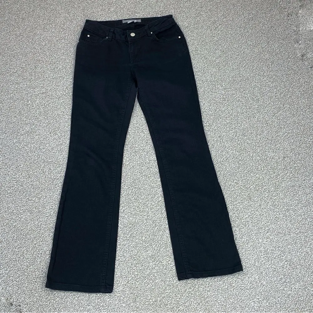 Zara Beaded Back Pocket Straight‎ Leg Jeans Black 8 Low Rise - Image 2