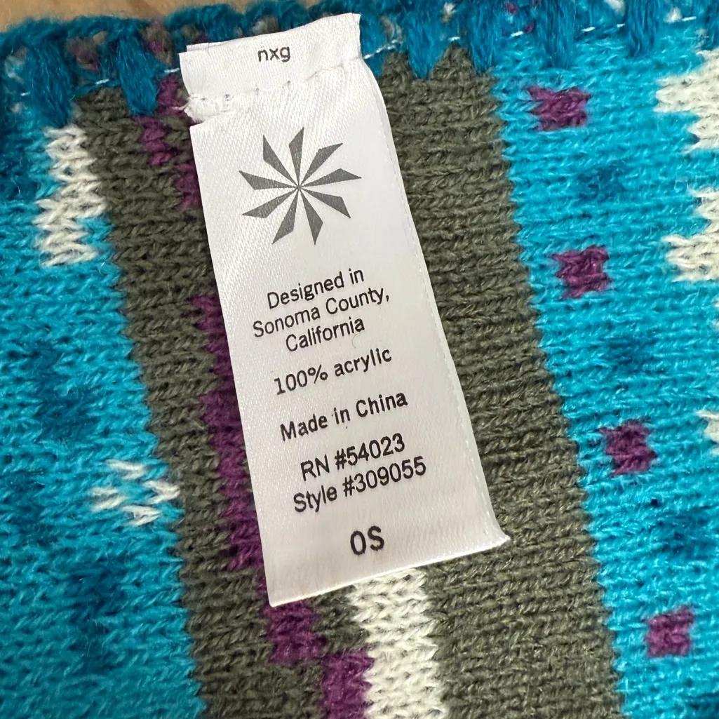 Athleta Fair Isle Y2K Fringe Scarf Winter Cozy Warm - Image 2