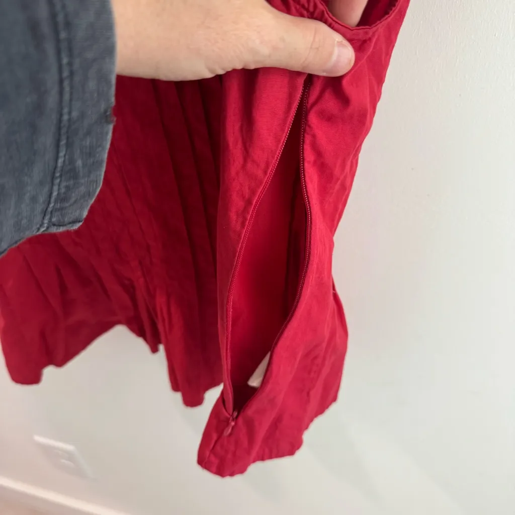 Anthropologie Forever That Girl Pintuck Pleated Ruffled Blouse Red Small - Image 3