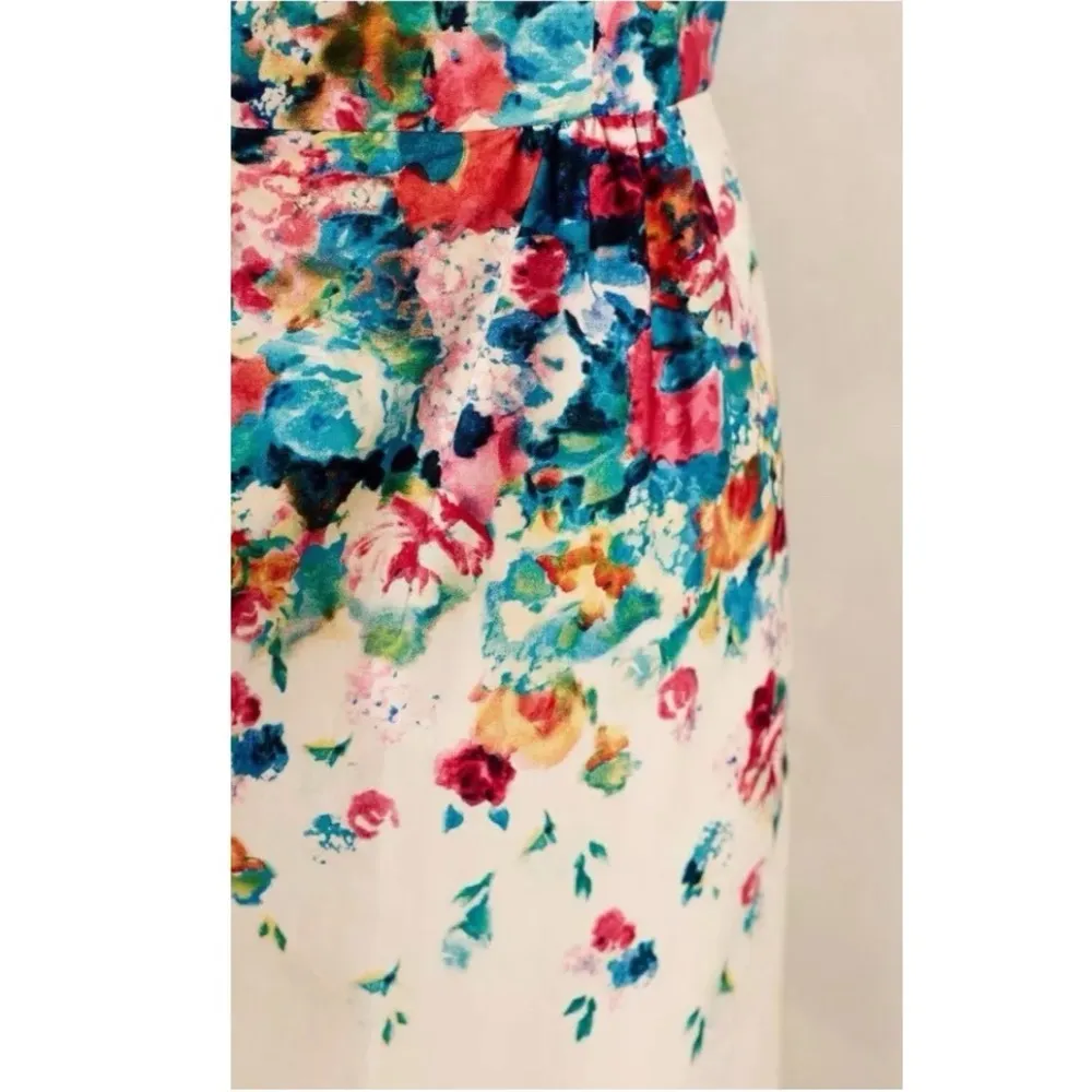 Anthropologie MAEVE Tea Garden Cream Floral Cutout Sheath Lined Dress Size 0 - Image 4