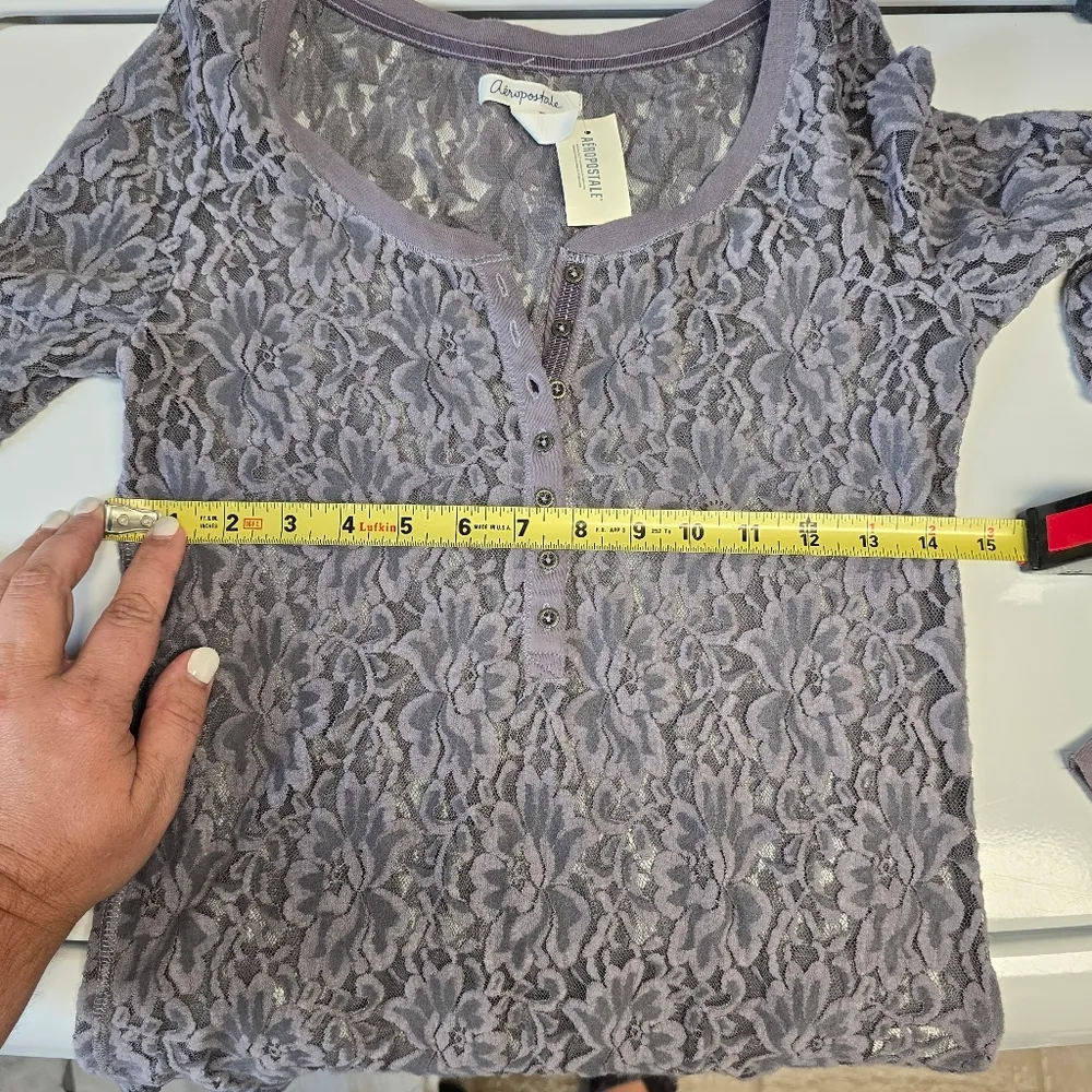 Aéropostale NWT gray lace long sleeve shirt y2k elena gilbert shirt - Image 10