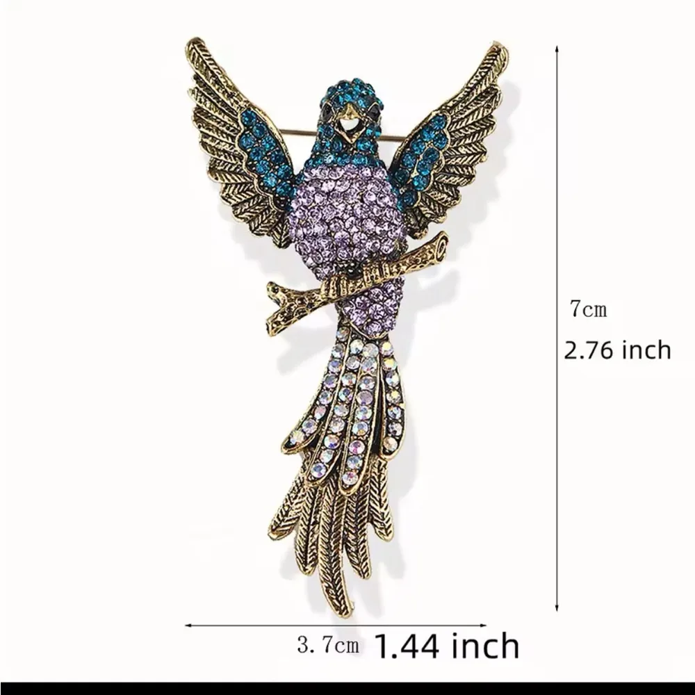 Vibrant Blue and Purple Hummingbird Brooch - Image 3