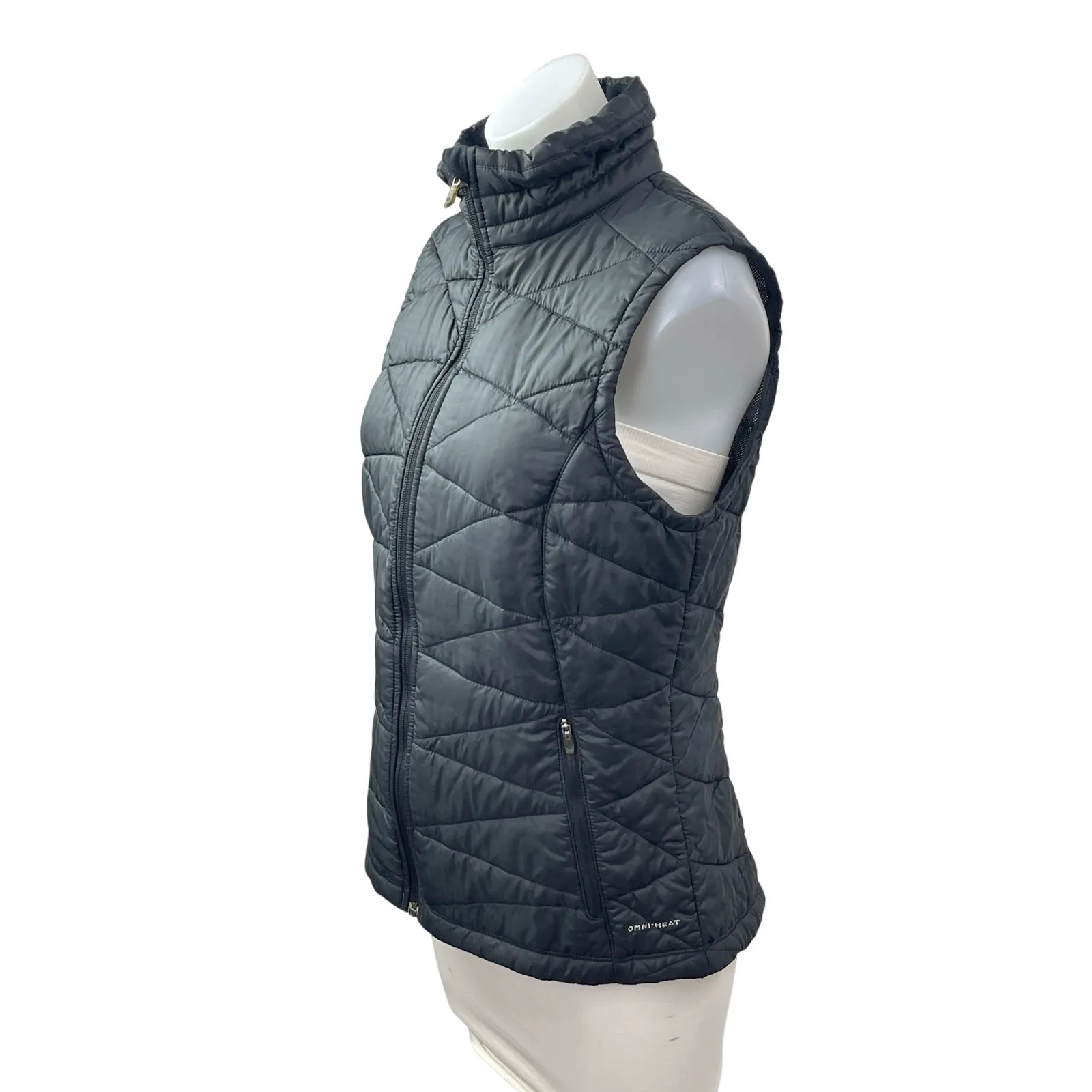 Columbia Omni-Heat Women's Black Sleeveless Puffer Quilted Vest Coat Jacket Sz M - Image 2