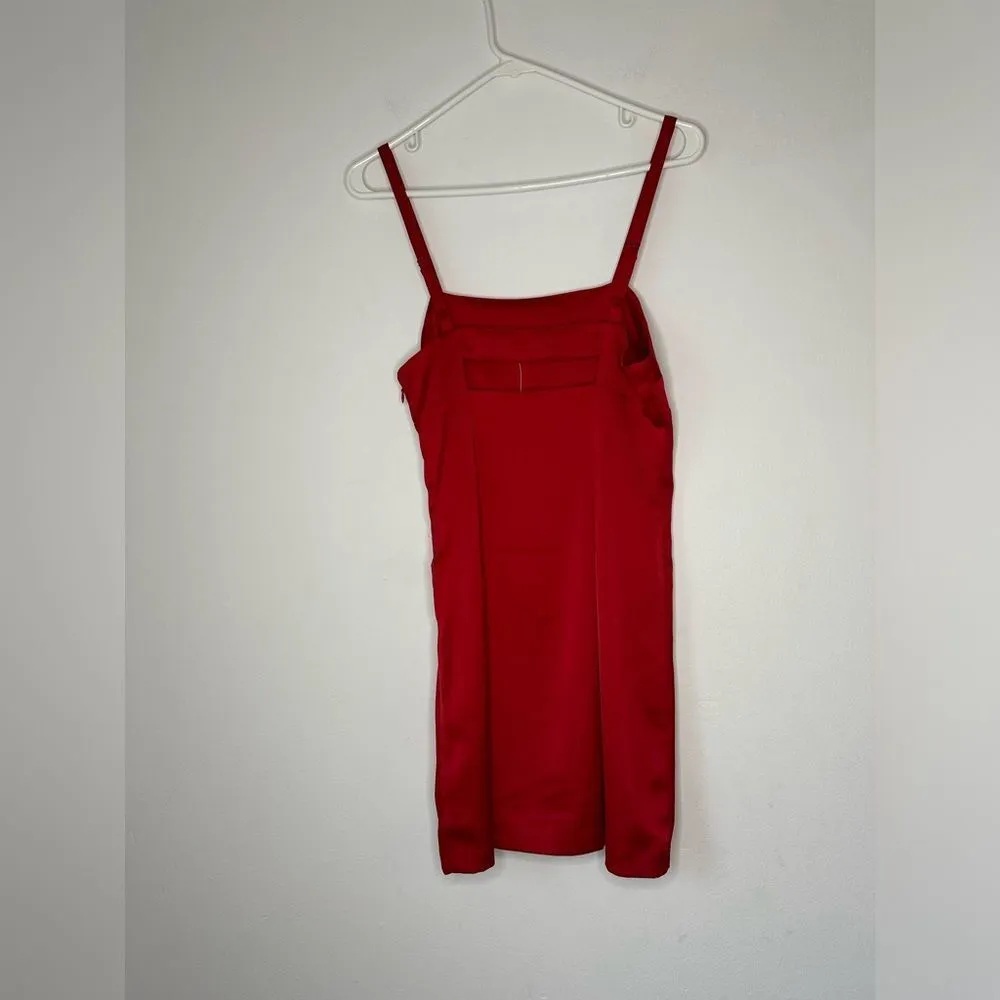 Urban Outfitters Wesley Red Satin Spagetti Straps Neck Slip Dress Size M NWT - Image 3