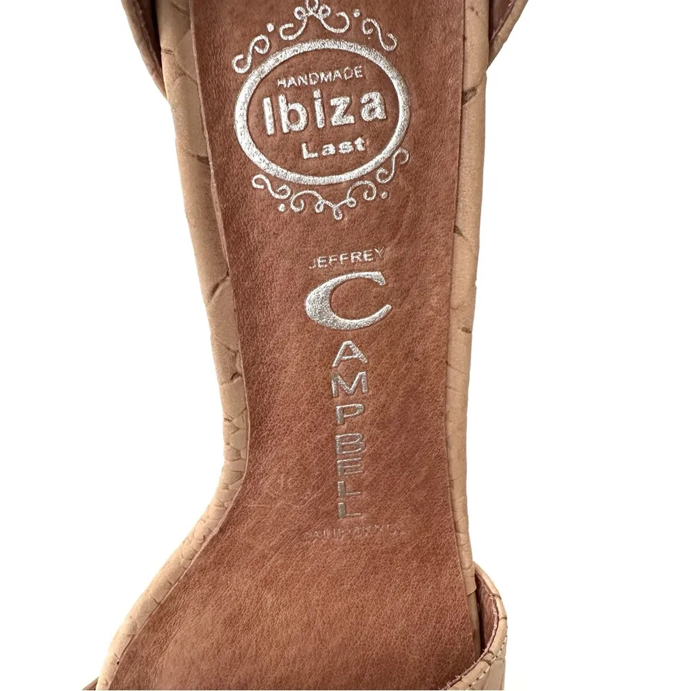 Jeffrey Campbell Ibiza California HOUGH Tan Croc Print Suede Ankle Strap Heels - Image 5