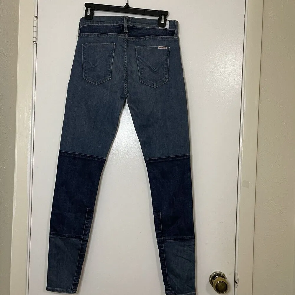 HUDSON newton dark blue wash patchwork super skinny jeans size US 27 - Image 7