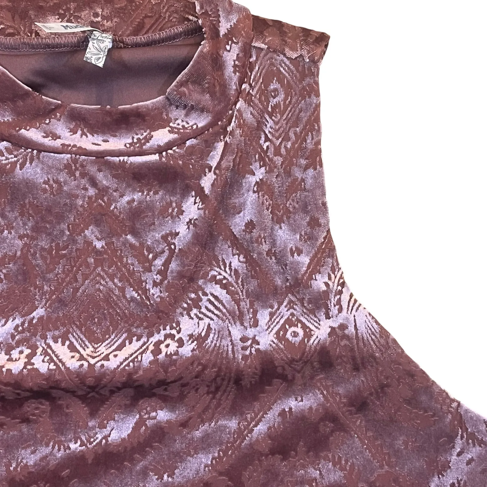 MUDD Women’s Large Crushed Velvet‎ Rose Taupe Mini Dress Festival Holiday - Image 2