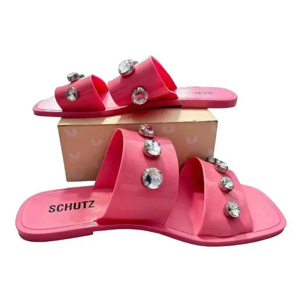 NWOB Schutz Pink Lizzie Bejeweled Sandal‎ - Image 4