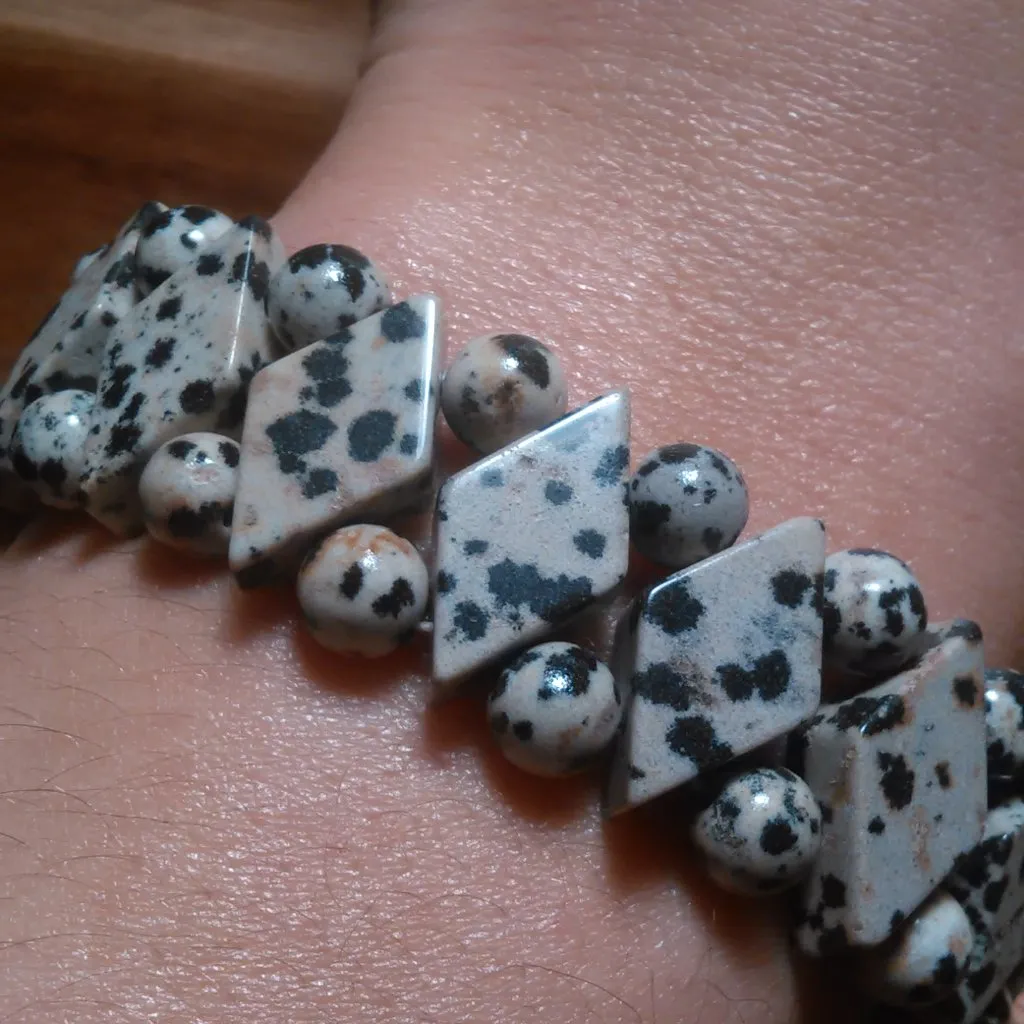 Dalmatian Jasper Princess Stretch Bracelet (6 to 7 Inch) - Image 3