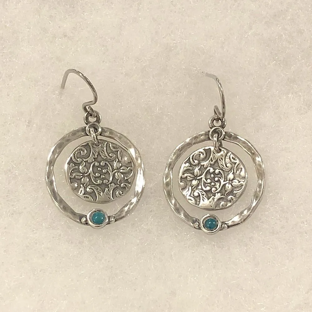 DIDAE Sterling Silver Hammered Open Circle With Filigree Oxidized Circle Inside - Image 8