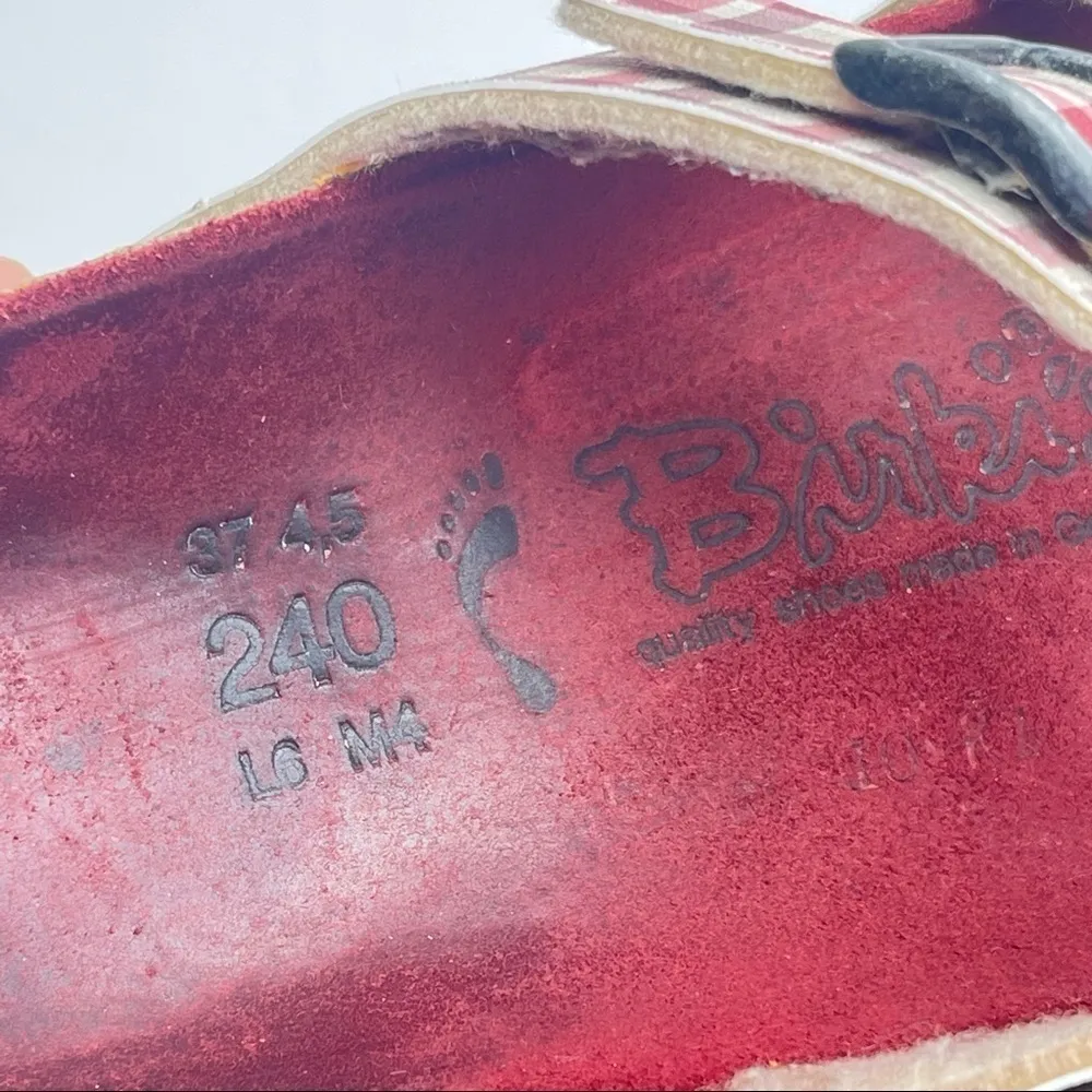 𝅺Birki’s  Red Plaid Print Slide Sandals Women’s Size EU 37 US 6 - Image 10