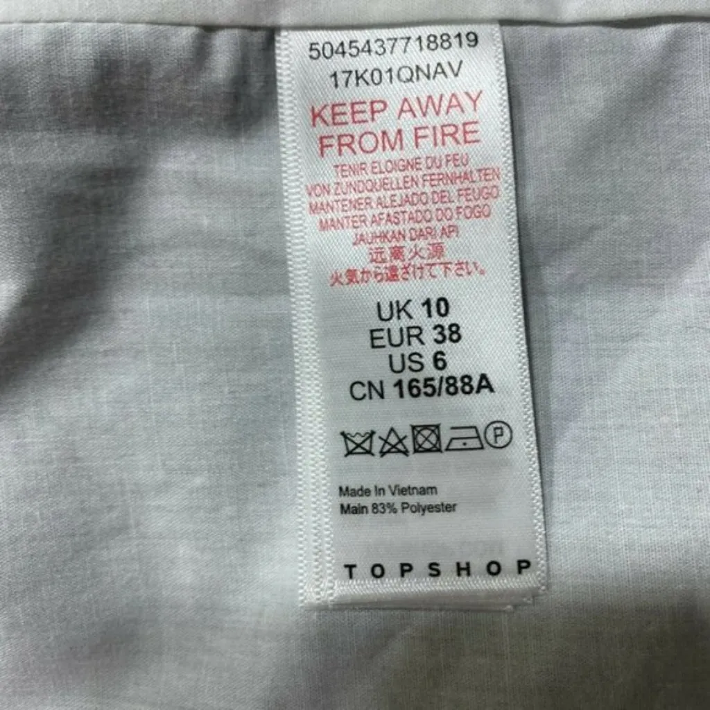 Topshop Blazer Jacket 6 Tweed‎ Fringe Blue White Open Pockets Career Womens New - Image 10