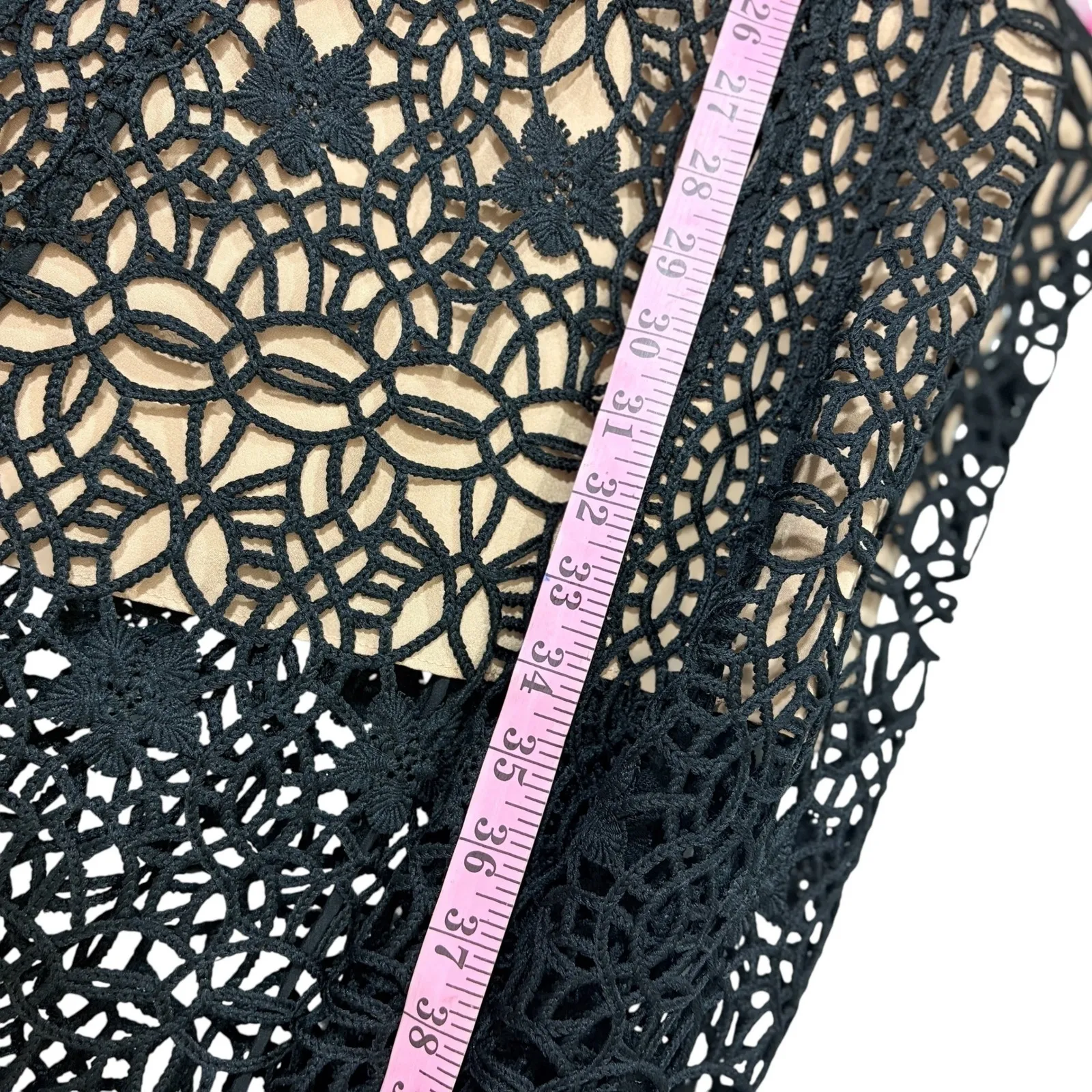 Self Portrait Black Giupure Lace Midi Dress US 6 AW22905 - Image 11