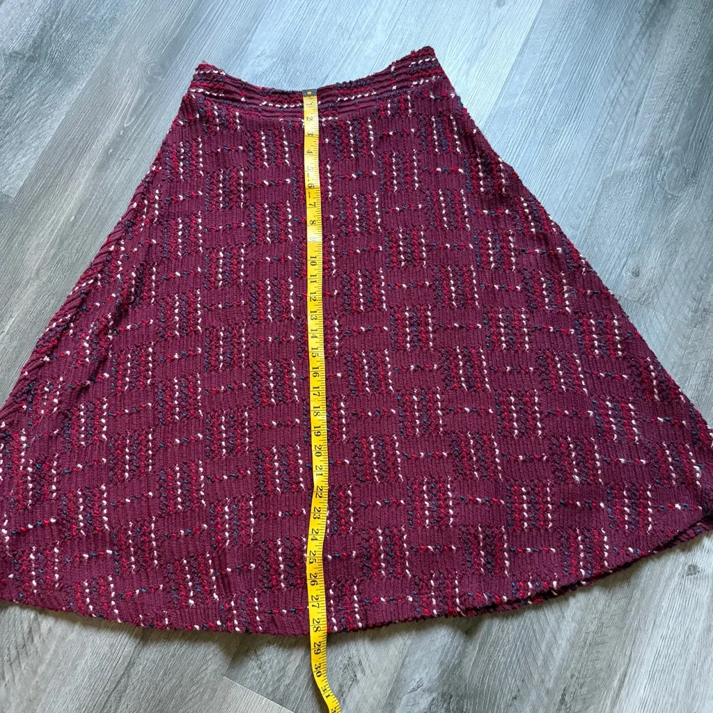 Anthropologie Maeve Anisa Textured Midi Skirt Small Lined Wine Bordeaux - Image 12