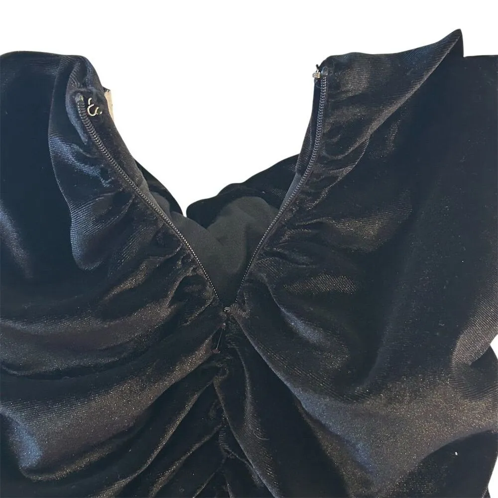 Topshop Women Black Velvet Ruched Skirt Size 4 Casual - Image 4