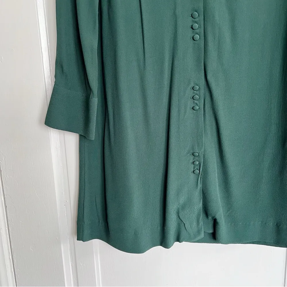 Madewell • Novel Button Front Long Sleeve Dress mini shift Smoky Spruce green - Image 5