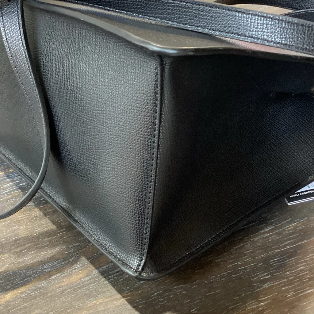 Karl Lagerfeld Black Leather Satchel with Karl Logo Charms - Image 6