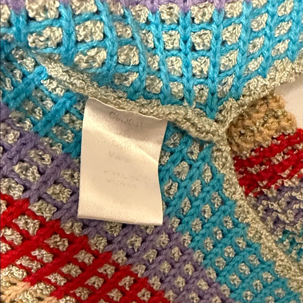 Boho Me Boho V-Neck Sweater with Red, Blue, and Beige Accents - Image 2