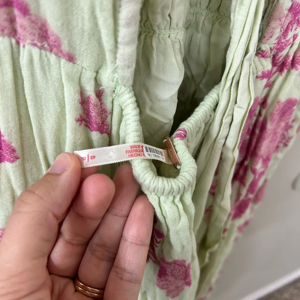 Free People Forget Me Not Maxi Dress Light Green And Pink Floral Sz S - Image 10