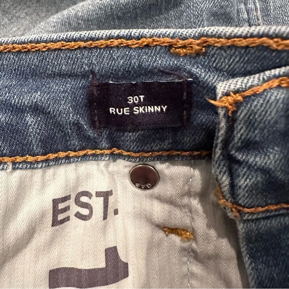 GAP Women's Light Wash Rue Skinny Button‎ Fly Frayed Edge Denim Jeans Size 30T - Image 7