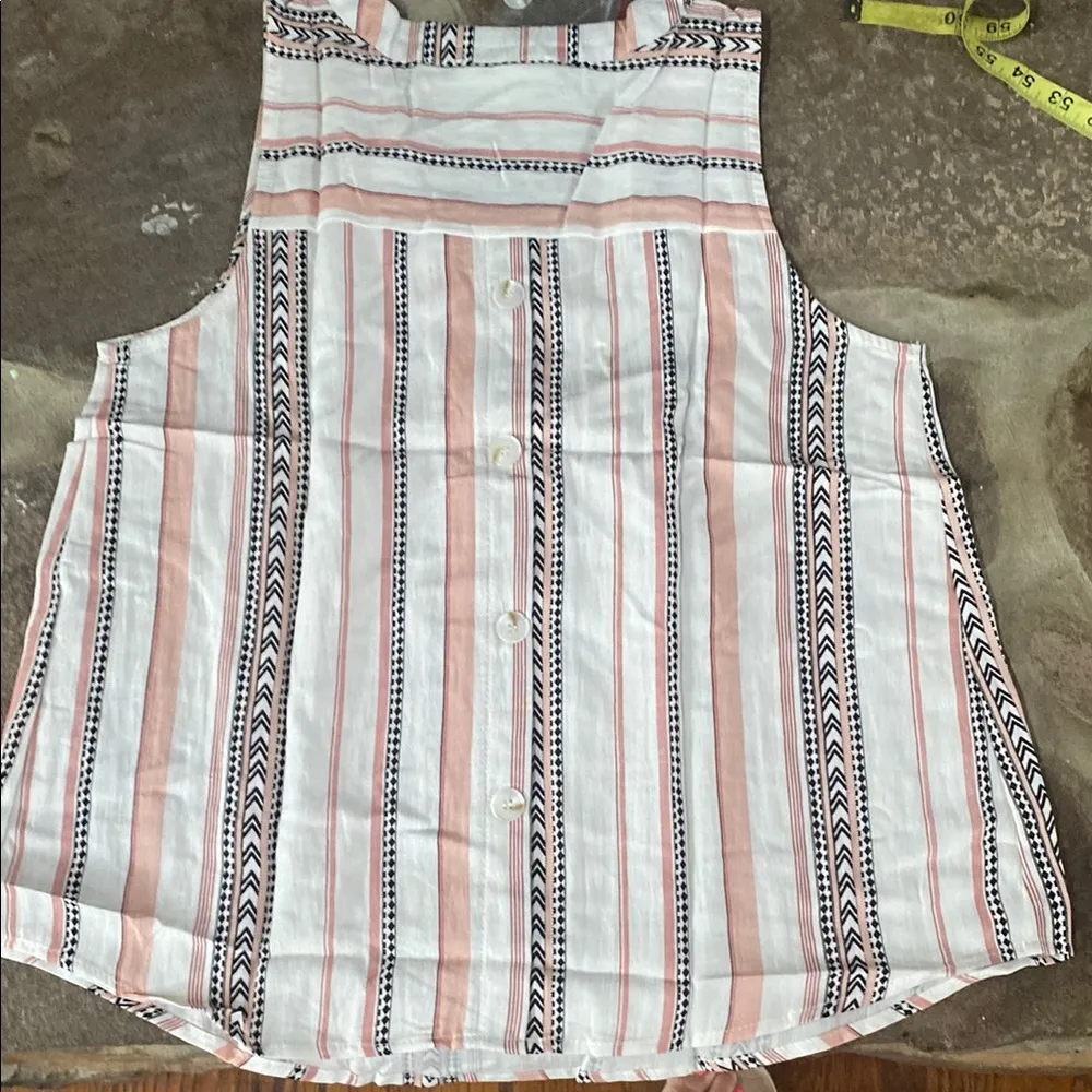 White Salmon Pink mine for Anthropologie Sleeveless V-Neck Blouse boho layer nwt - Image 4