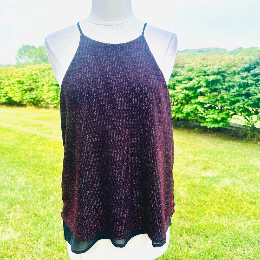 GUESS Bling Black/Red Sleeveless Aurelie Double Layer Top - Image 2