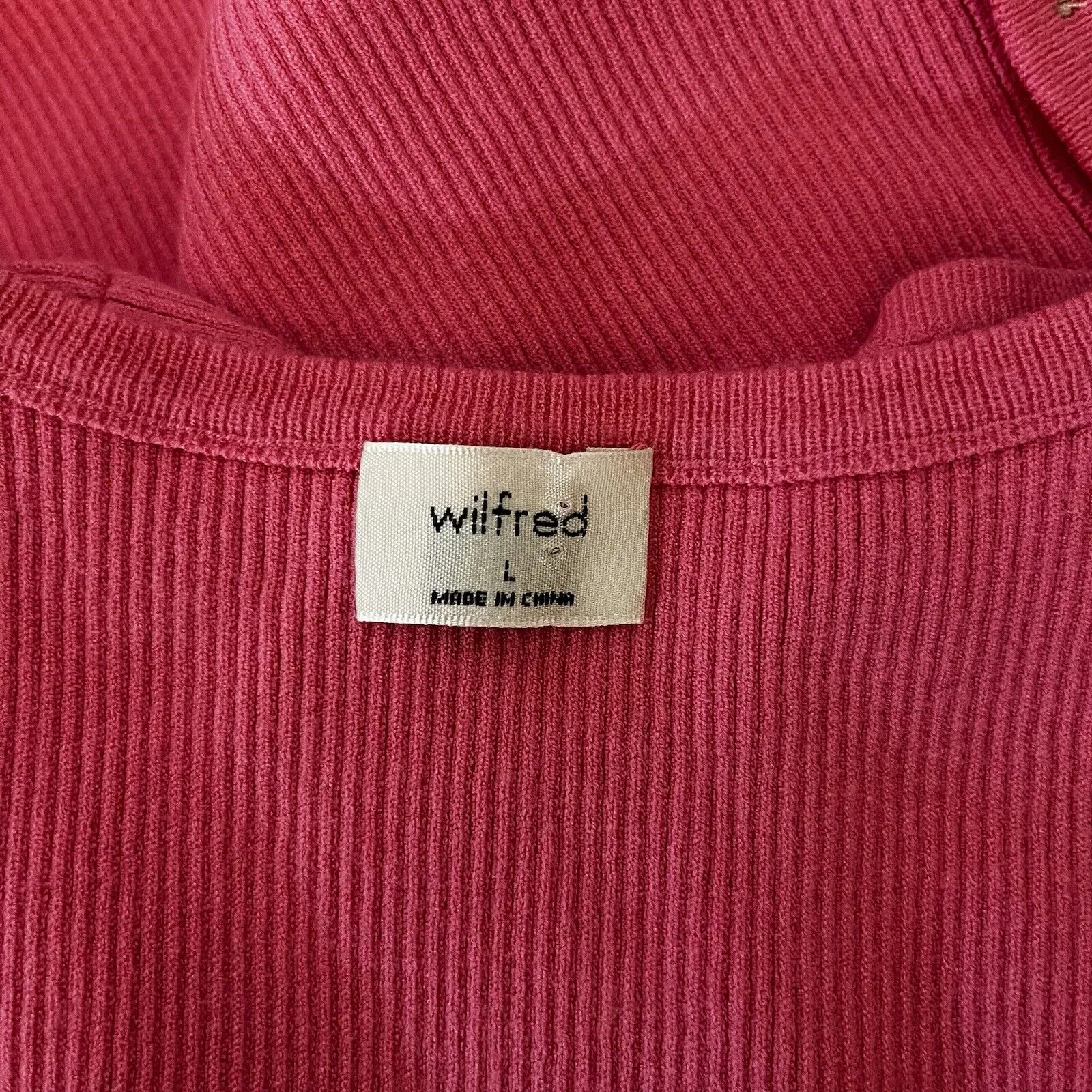 ARITZIA Wilfred Pink‎ Sculptknit Stretch Ribbed Knit Button Crop Tank L - Image 3