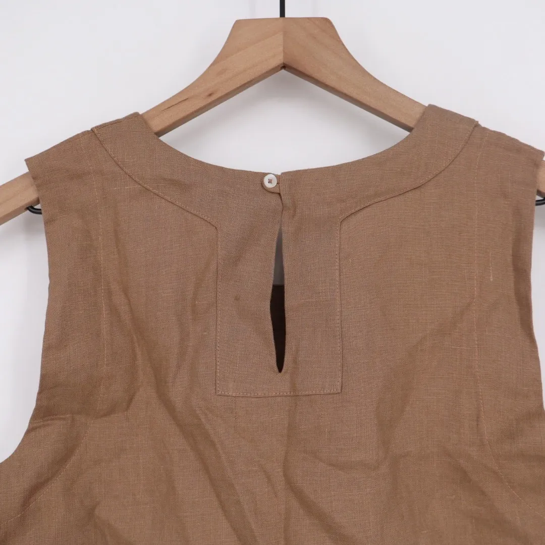 American Giant Linen Sleeveless Top Taupe XS Made in USA Brown - Image 5