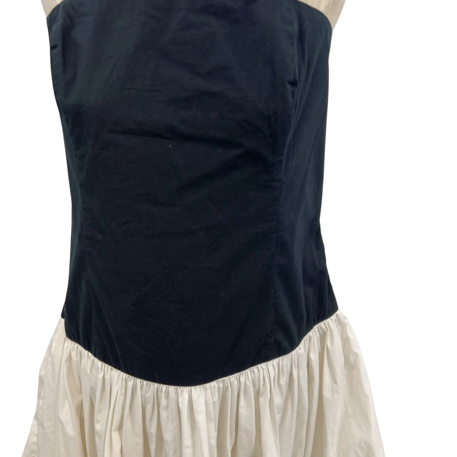 Abercrombie Bubble Hem Mini Dress Strapless‎ Black White Size XL - Image 5