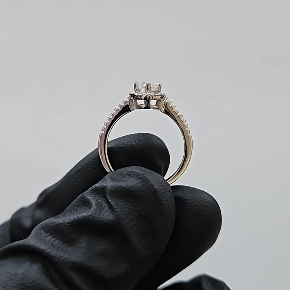 1ct Marquise Moissanite Halo Ring Size 6 - Image 3