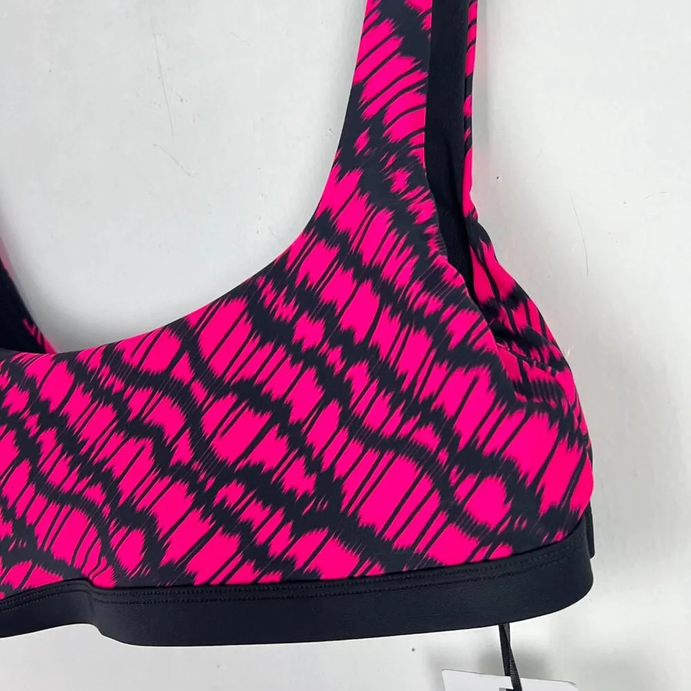NWT DKNY Multi Printed Square-Neck Bikini Swim Top Hot Pink Size Medium M NEW - Image 4