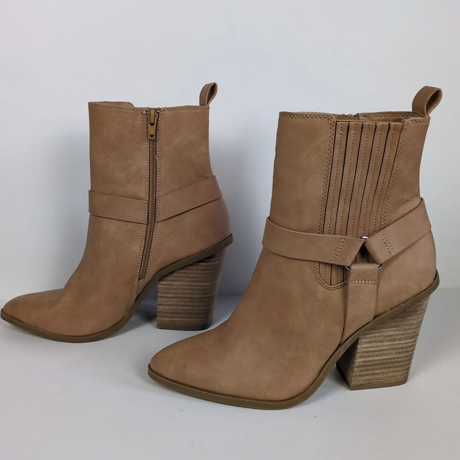 DV DOLCE VITA Light Brown Leather Nilano Heeled Ankle Bootie Women's 8.5 - Image 5