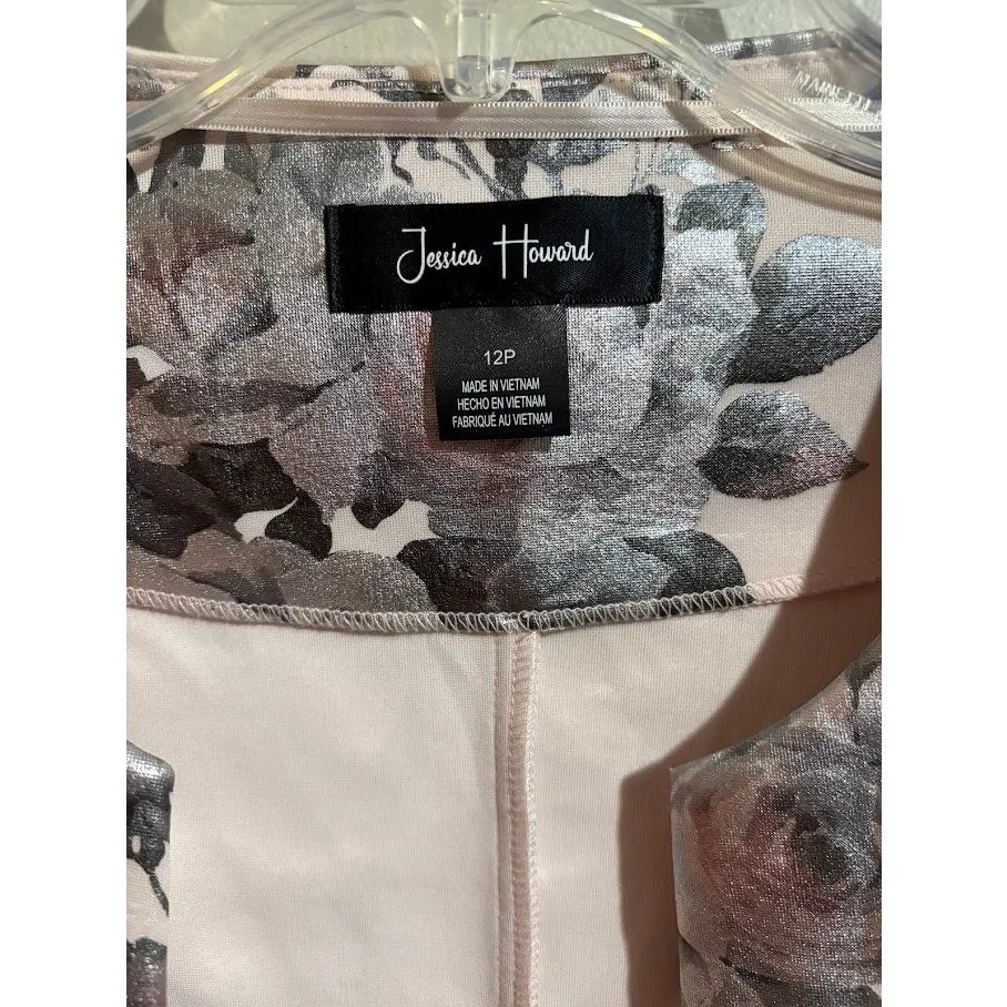 Jessica Howard Pink Floral Dressy Blazer w/ Rhinestone Clasp Petite Size 12 NWOT - Image 8