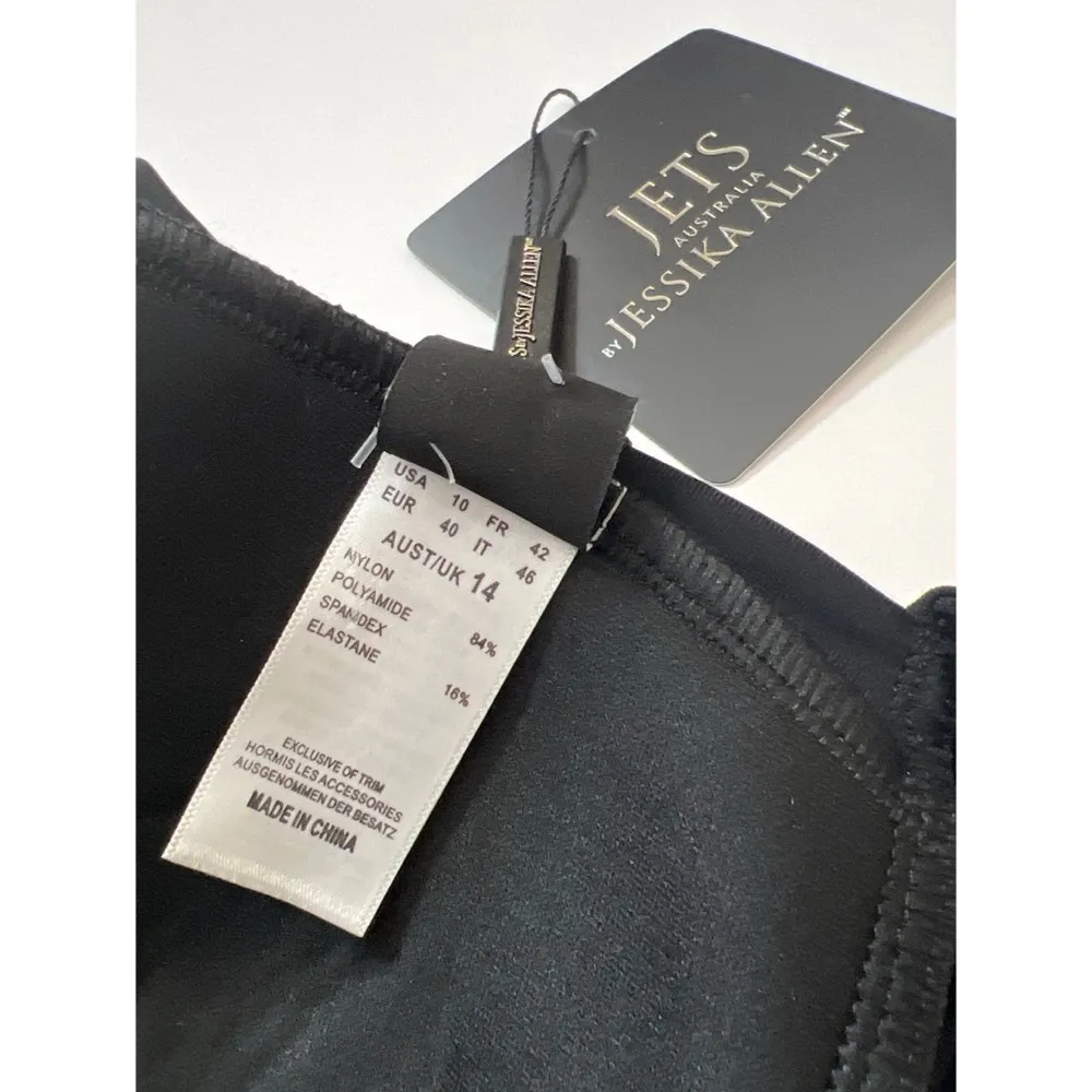 Jets by Jessika Allen Black 50s Moulded Halter Bikini Swim Bra Top Sz 10… - Image 10