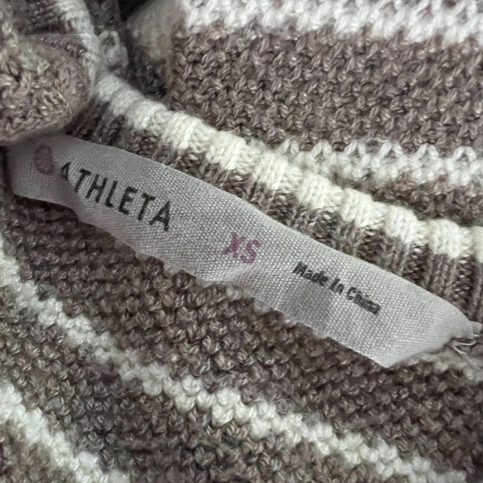 Athleta Sweater Womens XS Beige Tan Stripe Kennewick Knit‎ Side Slits Athleisure - Image 8