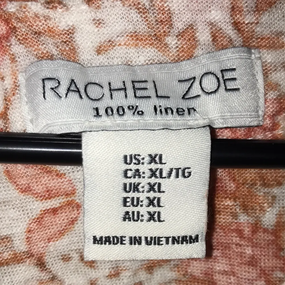 Rachel Zoe Women’s Linen Floral Print Pink Orange White Button-Up Shirt - Image 6