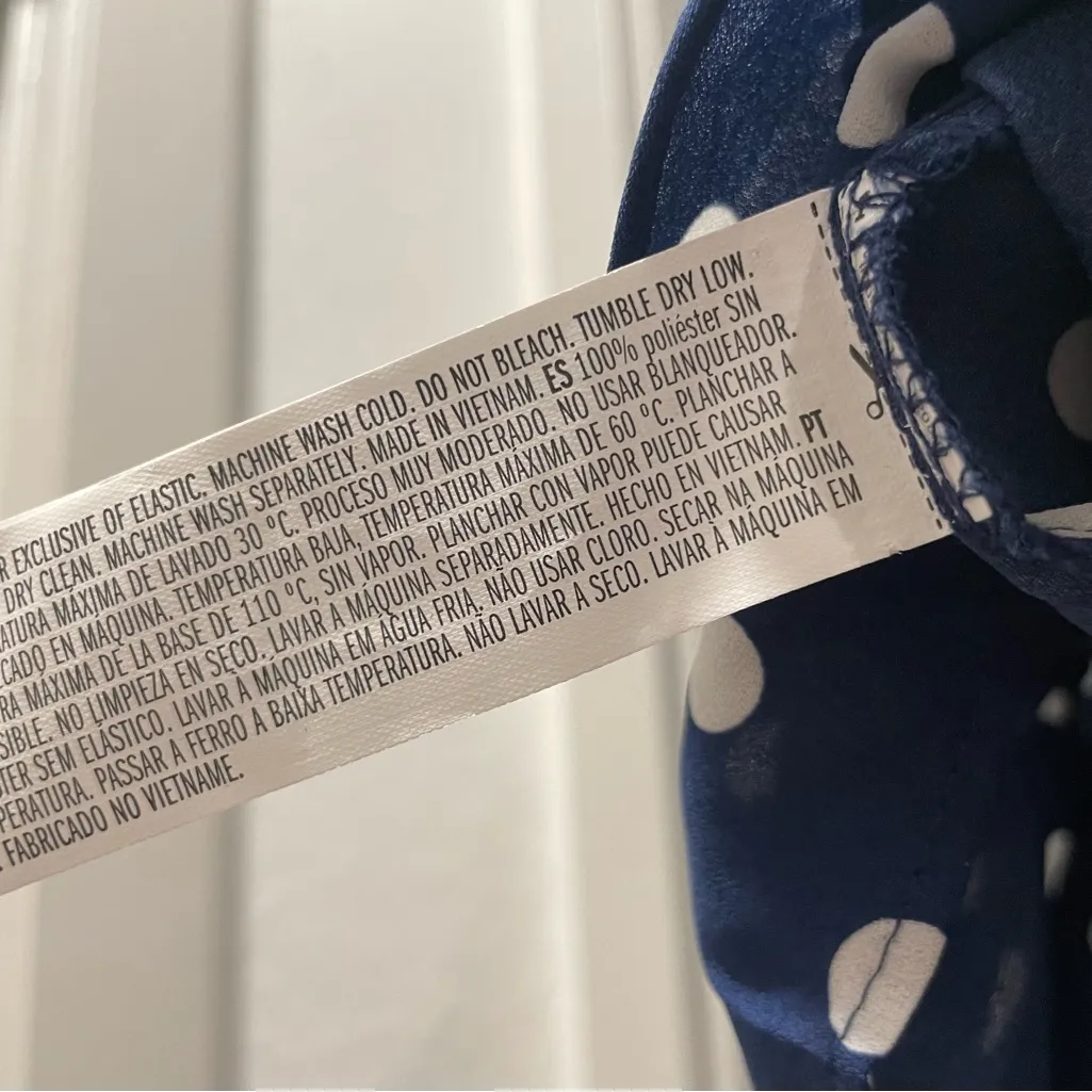 LIKE NEW Forever 21 F21 Navy Blue & White Polka Dot Ruffle Blouse - S - Image 12