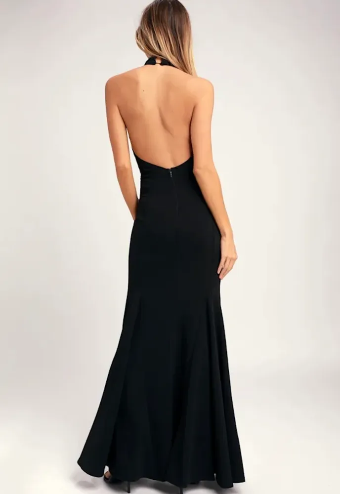 Lulus Slice of Joy Black Halter Maxi Dress homecoming dress - Image 2
