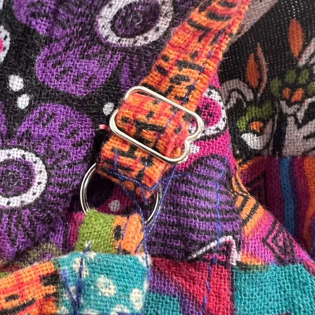 Art to Wear Boho Colorful Patchwork Cotton Jumpsuit Red Size XXL - Image 5