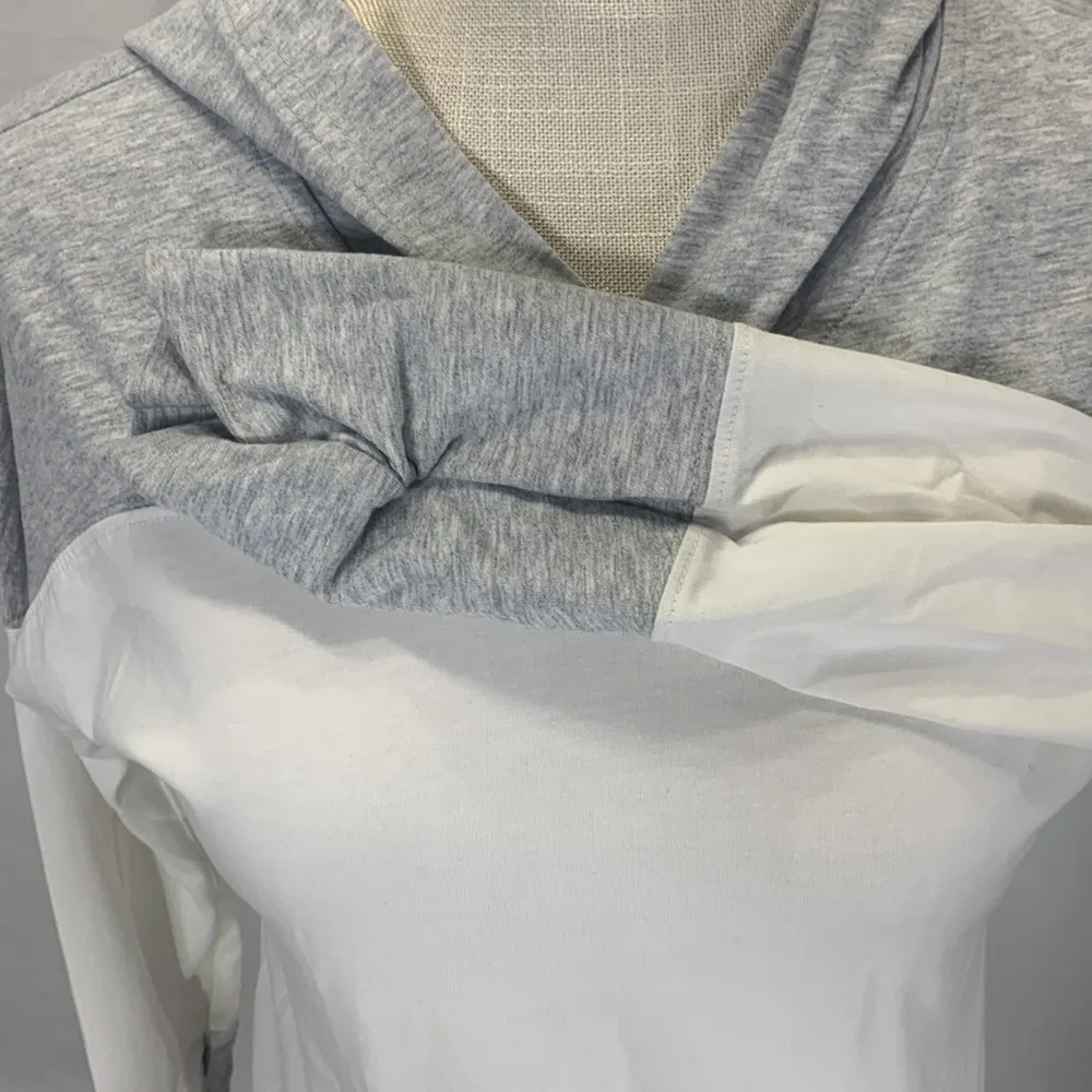 Puma Lightweight White and Gray Longline Pullover Hoodie Size Small - Image 5