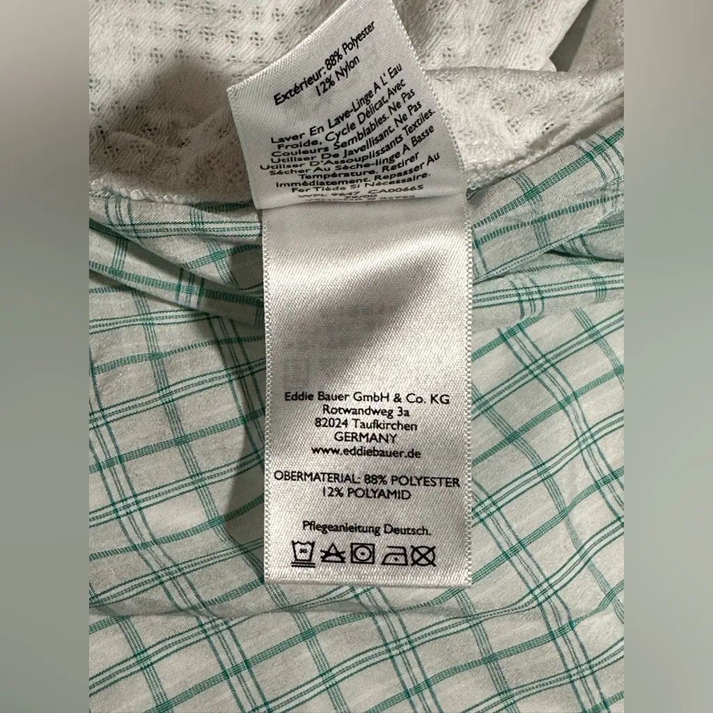 Eddie Bauer Shirt Womens M Button Up Blouse‎ Top Plaid Long Sleeve Green Travex - Image 8