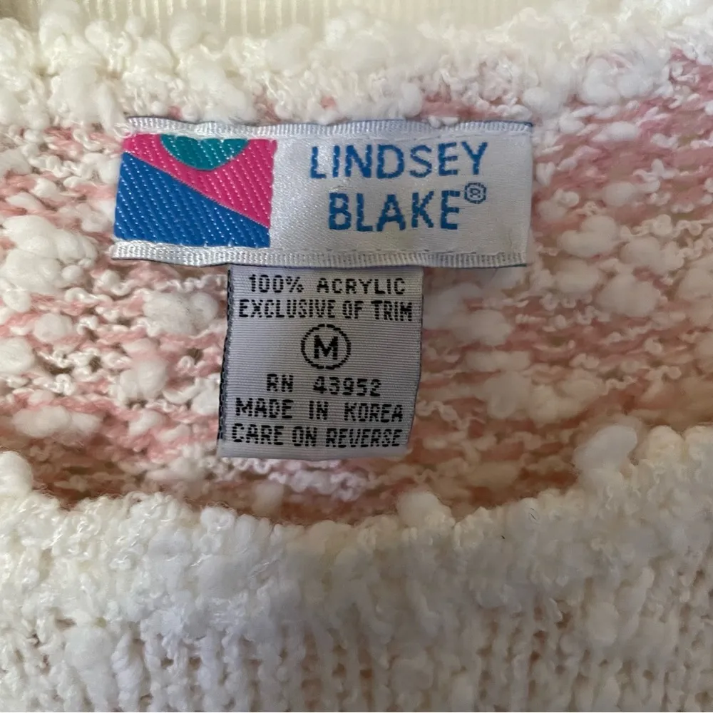 Vintage Lindsey Blake Medium Floral Print Sweater Cottagecore Grandma Ch… Pink - Image 4