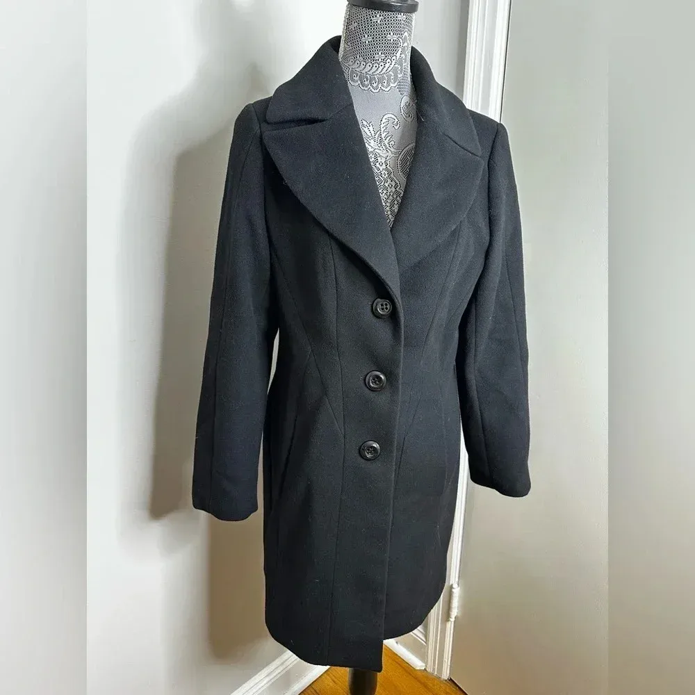 George Simonton Studio Designer Black Wool Peacoat. Sz: 10 Petite. Size 10P - Image 3