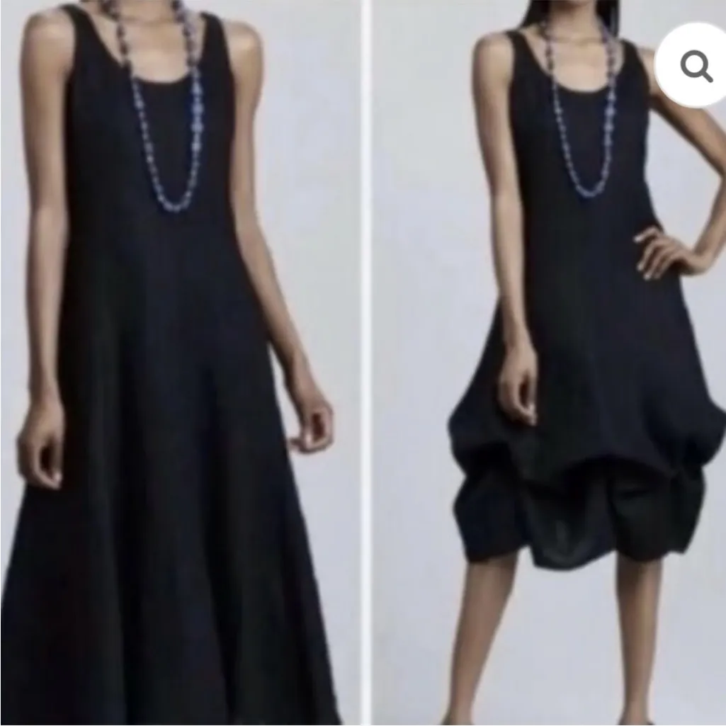 EUC Eileen Fisher Irish Linen Bustle Dress
Black Size Medium - Image 2