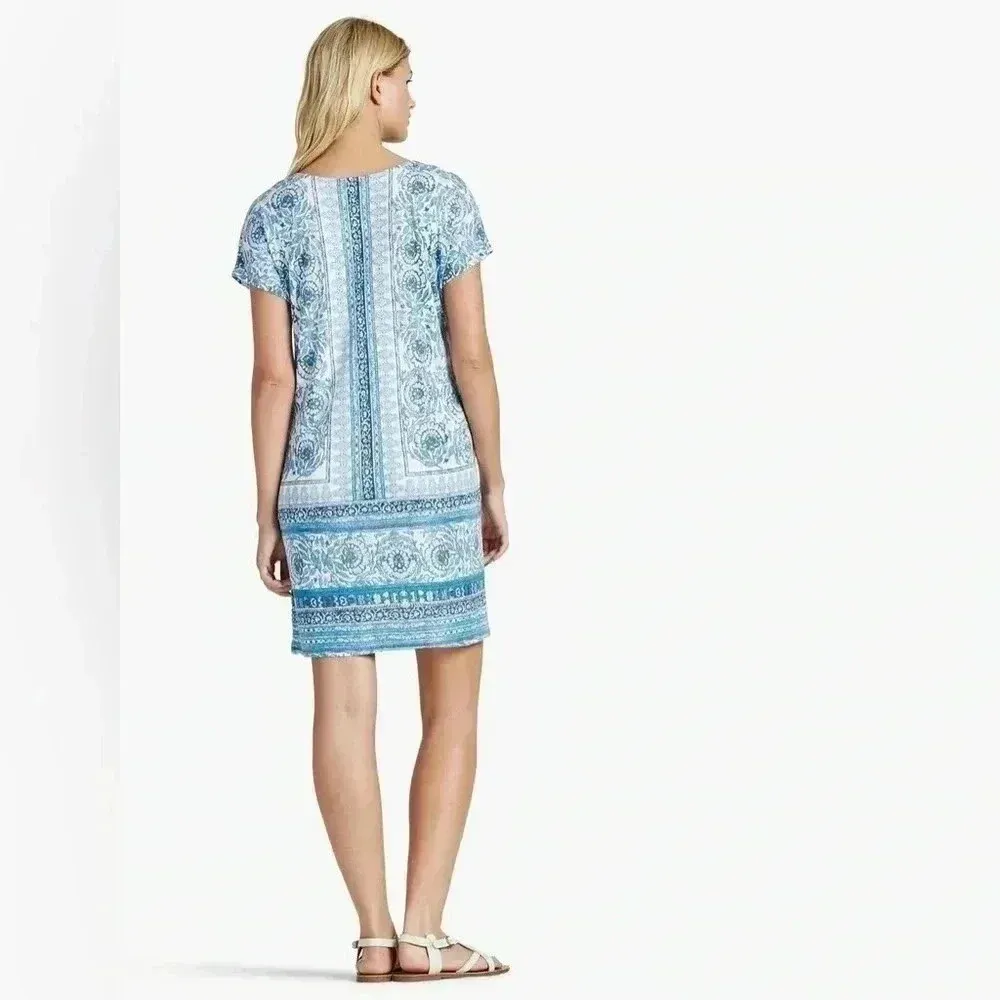 Lucky Brand | Blue Multi Floral Bohemian Tee Dress Size M Medium EUC - Image 5