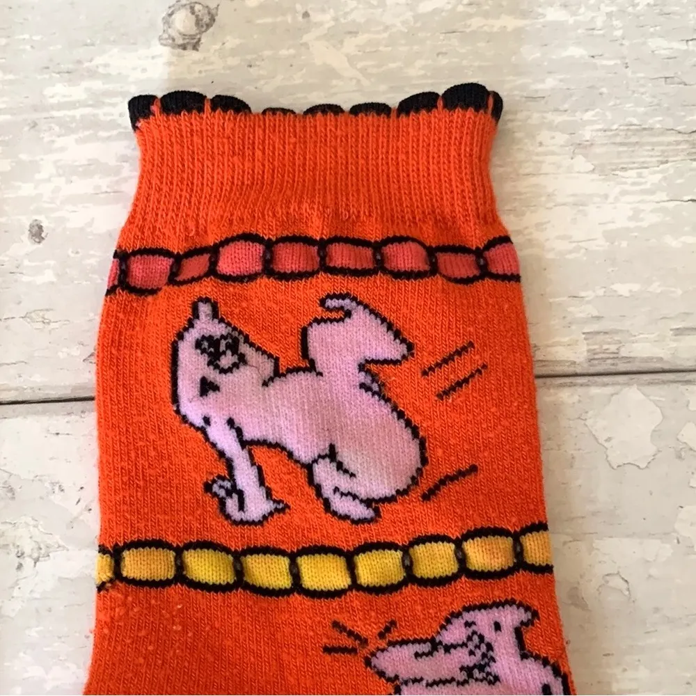 Women’s OS Halloween Crew Socks Orange Silly Ghosts Print Funny Sock Club - Image 2