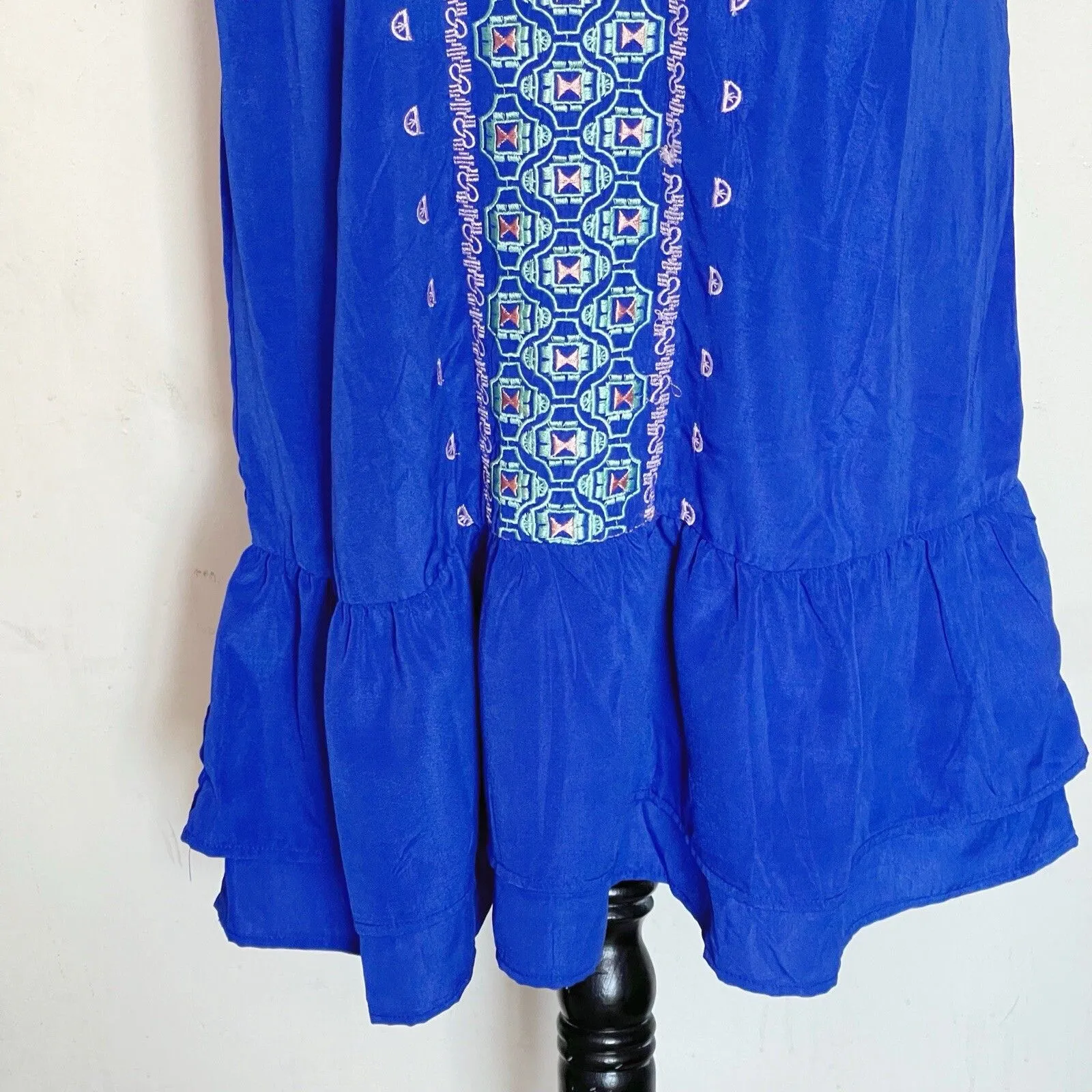 West 36th Womens Dress Sz Medium Boho Bohemian Tribal Vibrant Colorful Festival Blue - Image 6